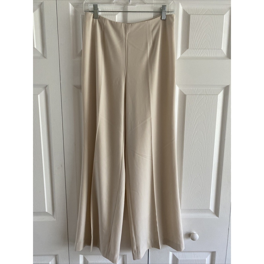 Les Copains Wide Leg Trousers Womens Size 8 44 Beige Cream Made in Italy Luxury